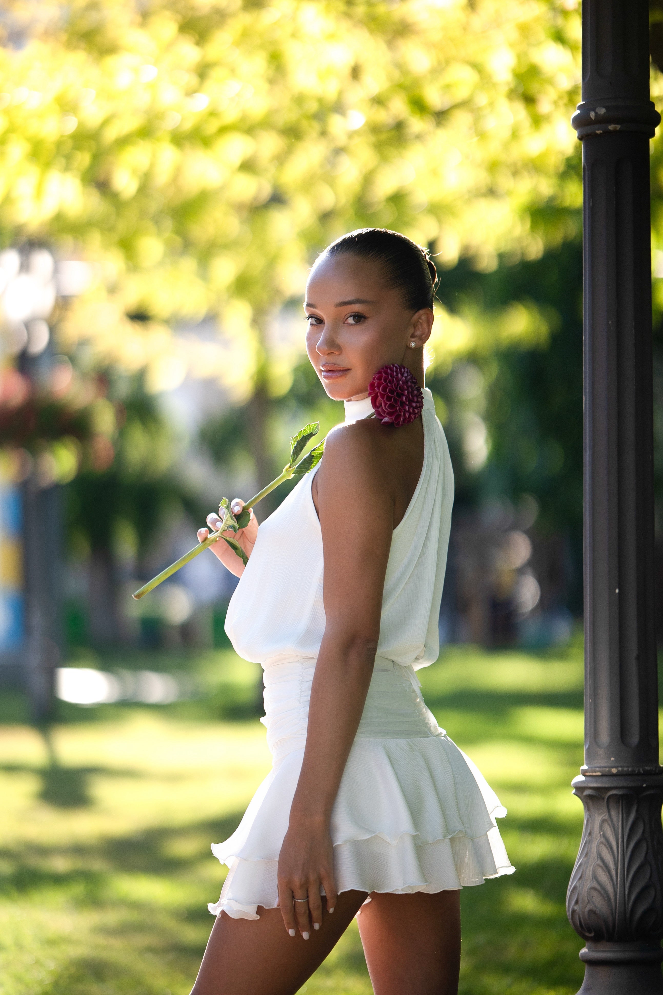 Haley mini dress with an accented waist