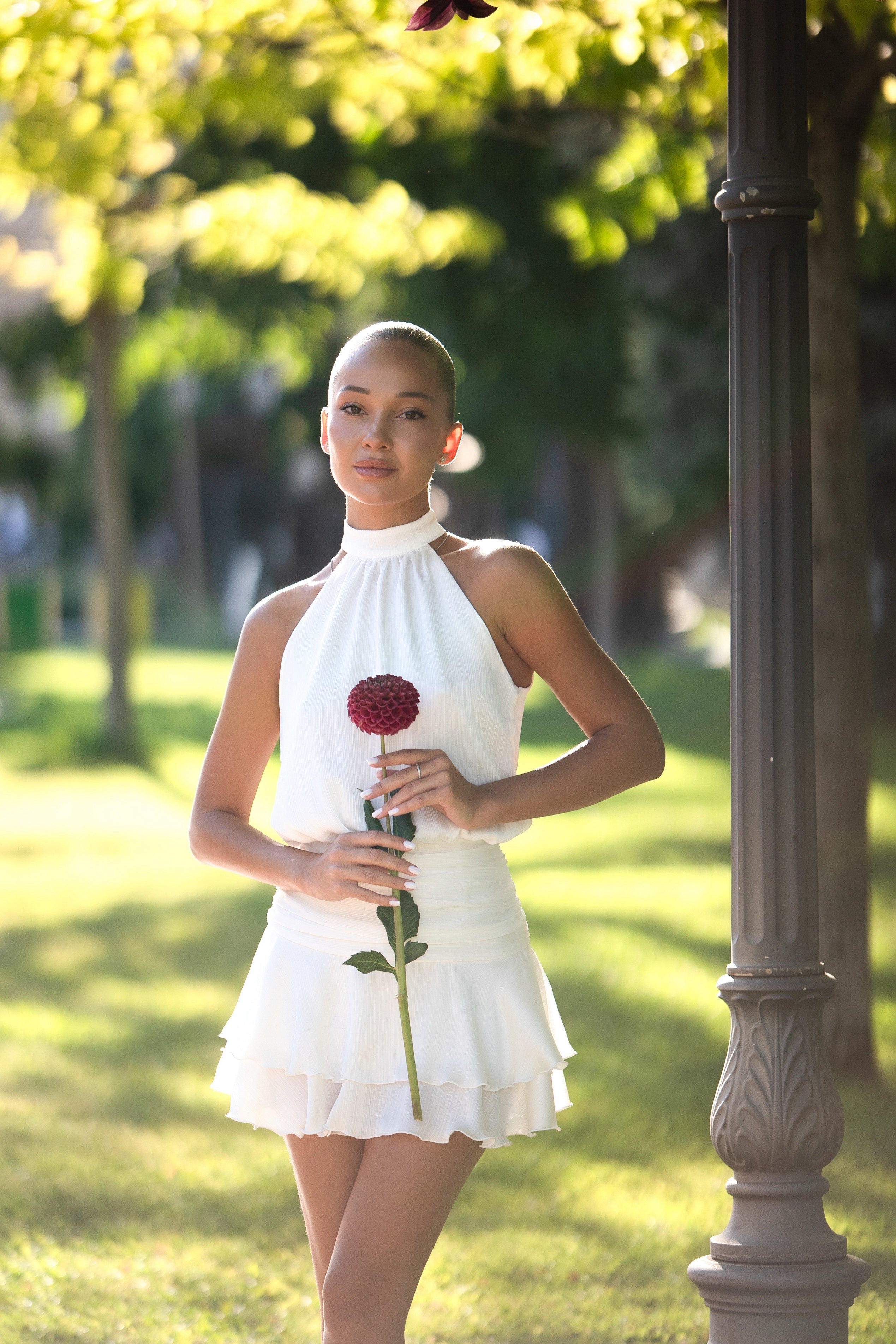 Haley mini dress with an accented waist