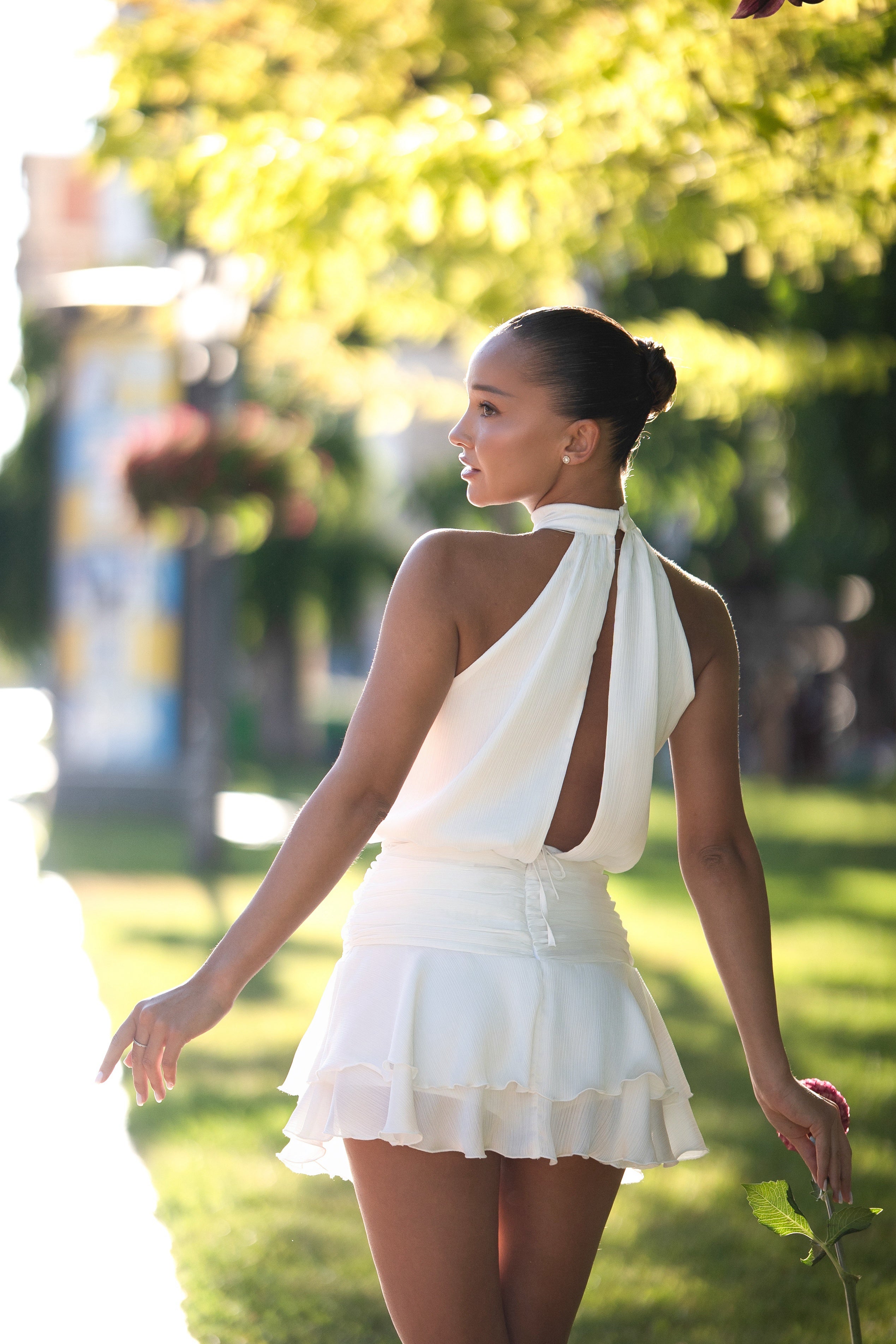 Haley mini dress with an accented waist